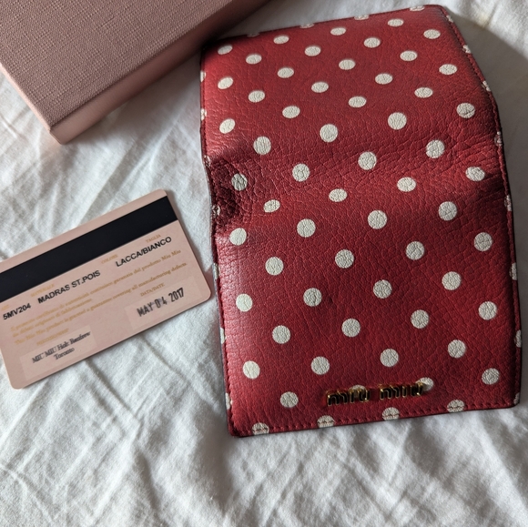 Miu Miu Madras Pois Dot Leather Wallet - Picture 6 of 6